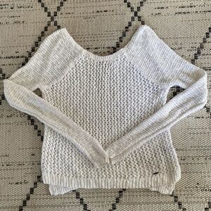 Abercrombie & Fitch Women's Long Sleeve Chunky Open Knit White Sweater Medium